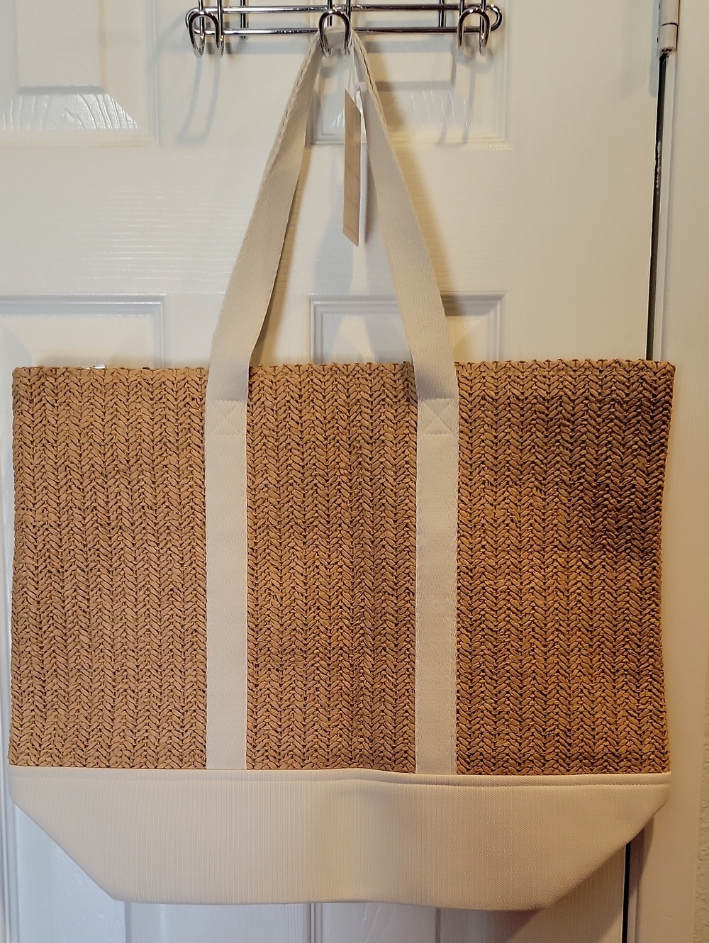 Show Me Your MuMu Natural Straw Tote with Cream Trim